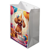 Verjaardagsfeest voor Poodles Medium Cadeauzakje (Achterkant Gekanteld)
