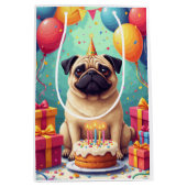 Verjaardagsfeest voor Pug Medium Cadeauzakje (Voorkant)