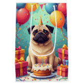Verjaardagsfeest voor Pug Medium Cadeauzakje (Achterkant)