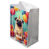 Verjaardagsfeest voor Pug Medium Cadeauzakje (Achterkant Gekanteld)