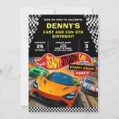 Verjaardagsfeest voor raceauto's kaart (Voorkant)