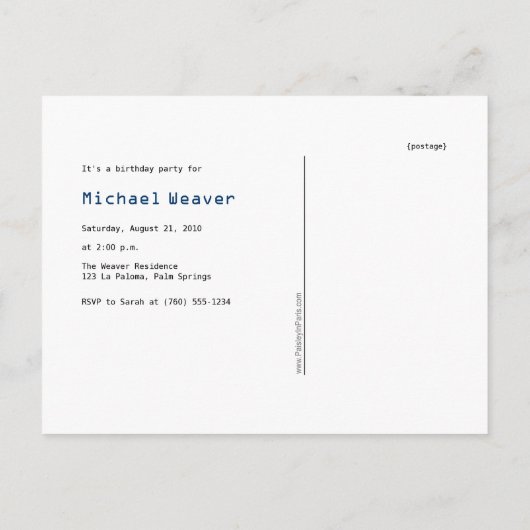 Verjaardagsfeest voor robots, Briefkaart-uitnodigi Uitnodiging Briefkaart (Achterkant)