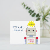 Verjaardagsfeest voor robots, Briefkaart-uitnodigi Uitnodiging Briefkaart (Staand voorkant)