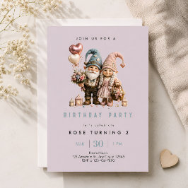 Verjaardagsfeest voor Roze Gnome Fantasie Kaart