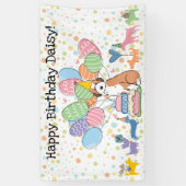 Verjaardagsfeest voor Sable Aussiedoodle-hond Spandoek (Verticaal)