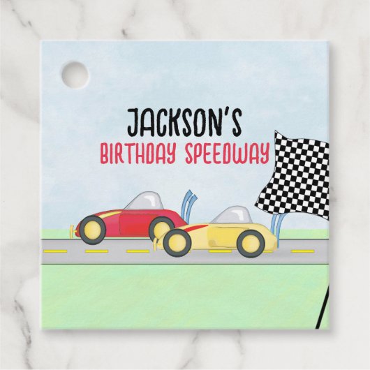 Verjaardagsfeest voor Schattigee raceauto's Bedankjes Labels (Voorkant)