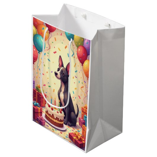 Verjaardagsfeest voor Thai Ridgeback Medium Cadeauzakje (Voorkant Gekanteld)