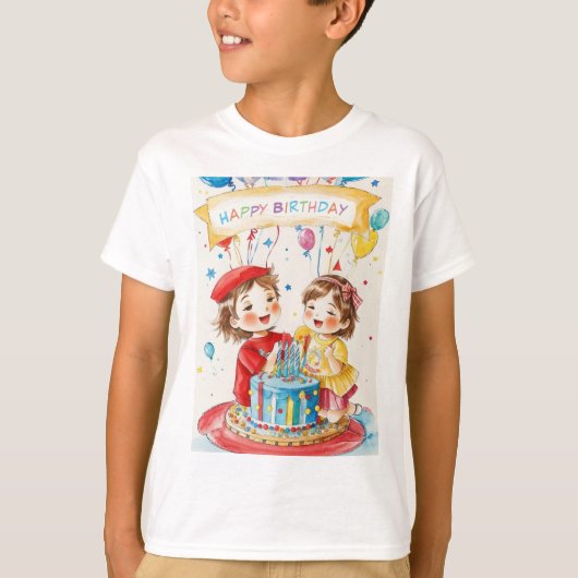 Verjaardagsfeest voor tweeling T-shirt (Boy) (Voorkant)