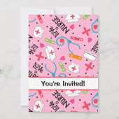 Verjaardagsfeest voor verpleegkundigen roze kaart (Voorkant)