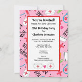Verjaardagsfeest voor verpleegkundigen roze kaart (Achterkant)