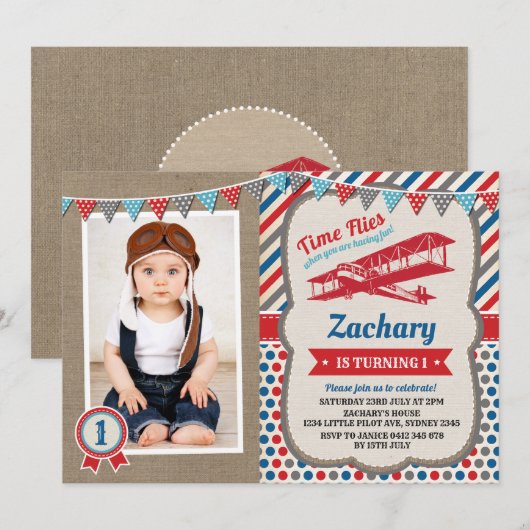 Verjaardagsfeest voor vliegtuigpiloot kaart (Voorkant / Achterkant)