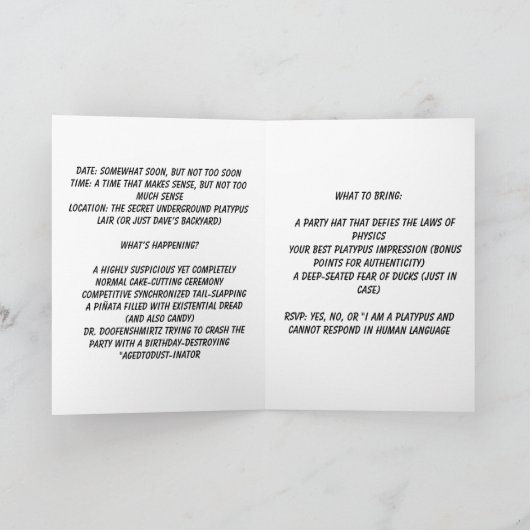 Verjaardagsfeest voor vogelbekdieren: een wild fee (Binnen)