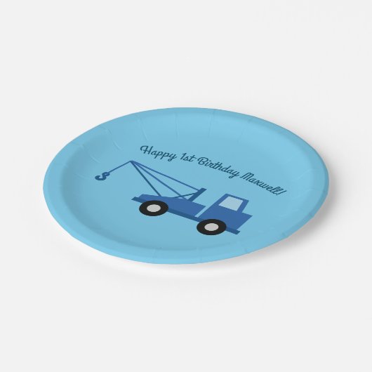 Verjaardagsfeest voor vrachtwagens papieren bordje (Gekanteld)