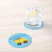 Verjaardagsfeest voor vrachtwagens ronde kartonnen onderzetter (Insitu)