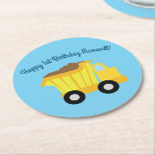 Verjaardagsfeest voor vrachtwagens ronde kartonnen onderzetter (Gebogen)