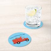 Verjaardagsfeest voor vrachtwagens ronde kartonnen onderzetter (Insitu)