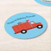 Verjaardagsfeest voor vrachtwagens ronde kartonnen onderzetter (Gebogen)