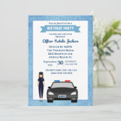 Verjaardagsfeest voor vrouwelijke politieagent kaart (Staand voorkant)