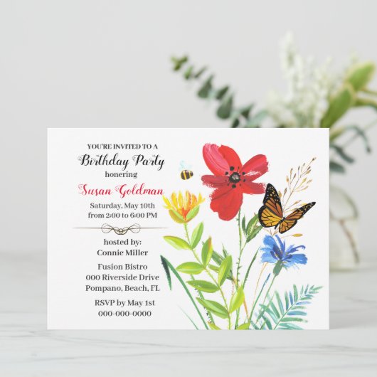 Verjaardagsfeest voor vrouwen bloemontwerp  kaart (Staand voorkant)