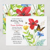 Verjaardagsfeest voor vrouwen bloemontwerp  kaart (Voorkant / Achterkant)