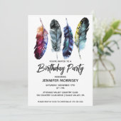 Verjaardagsfeest voor vrouwen Boho Style Feathers Kaart (Staand voorkant)
