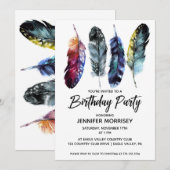 Verjaardagsfeest voor vrouwen Boho Style Feathers Kaart (Voorkant / Achterkant)