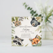 Verjaardagsfeest voor Woodland Animal Kaart (Staand voorkant)