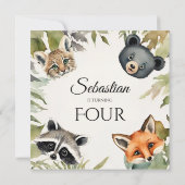 Verjaardagsfeest voor Woodland Animal Kaart (Achterkant)