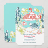 Verjaardagsfeest voor zee en onderzeeër kaart (Voorkant / Achterkant)