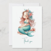 Verjaardagsfeest voor zeemeermin bedankkaart (Voorkant)