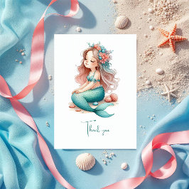 Verjaardagsfeest voor zeemeermin bedankkaart