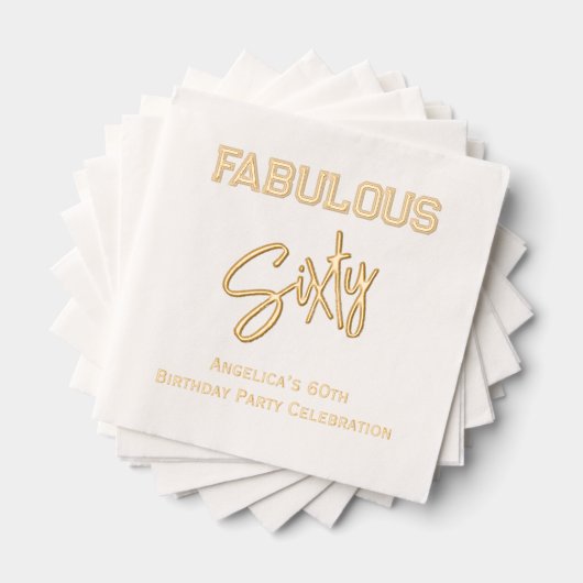 * Verjaardagsfeest Vul je leeftijd in Fabulous 60  Folie Servetten (Insitu (Gestapeld))