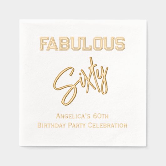* Verjaardagsfeest Vul je leeftijd in Fabulous 60 Folie Servetten (Voorkant)