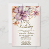 Verjaardagsfeest Waterverf Boho Roze Bloem Elegant Kaart (Voorkant)