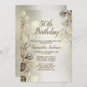 Verjaardagsfeest Waterverf Gouden Eucalyptus Glanz Kaart (Voorkant / Achterkant)