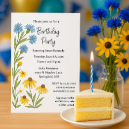 Verjaardagsfeest Waterverf Wilde Bloemen  Kaart