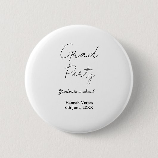 VERJAARDAGSFEEST WEEKEND NAAM DATUM EENVOUDIG STIJ RONDE BUTTON 5,7 CM (Voorkant)