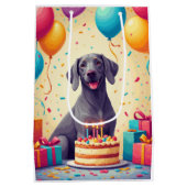 Verjaardagsfeest Weimaraner Medium Cadeauzakje (Achterkant)
