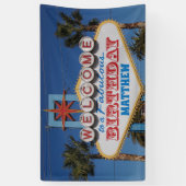 Verjaardagsfeest Welkom bij Vegas teken met naam Spandoek (Verticaal)