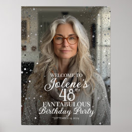 Verjaardagsfeest welkomstbord met foto poster