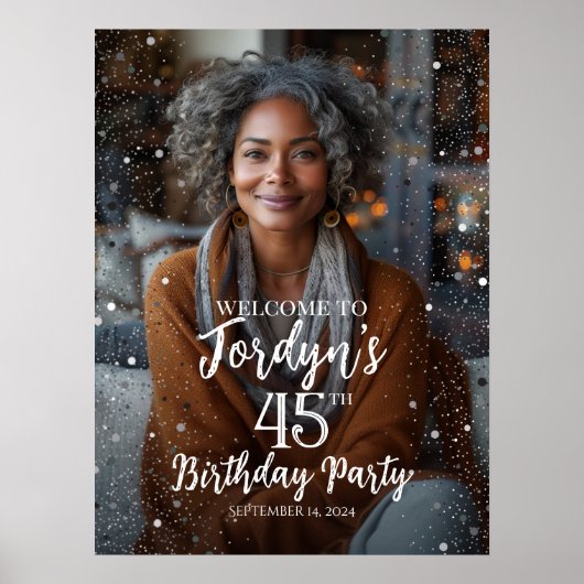 Verjaardagsfeest welkomstbord met foto poster (Voorkant)