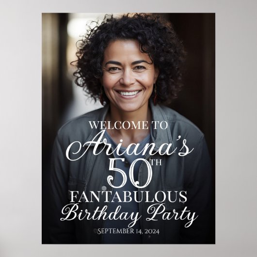 Verjaardagsfeest welkomstbord met foto poster (Voorkant)