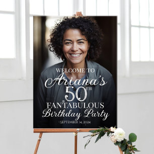 Verjaardagsfeest welkomstbord met foto poster