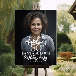 Verjaardagsfeest welkomstbord met foto poster