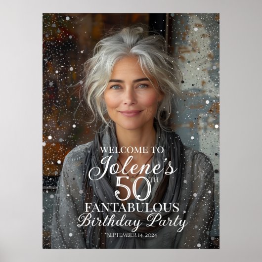 Verjaardagsfeest welkomstbord met foto poster (Voorkant)