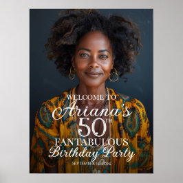 Verjaardagsfeest welkomstbord met foto poster