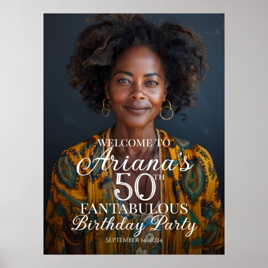 Verjaardagsfeest welkomstbord met foto poster (Voorkant)