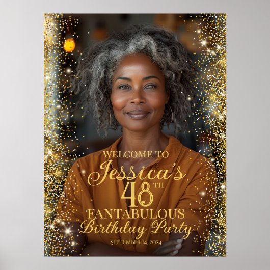 Verjaardagsfeest welkomstbord met foto poster (Voorkant)