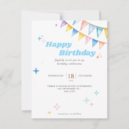 verjaardagsfeest Wenskaart voor meisjes Notitiekaartje (Voorkant)