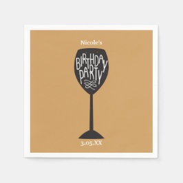 VERJAARDAGSFEEST Wijn Glas ELKE KLEUR Servetten